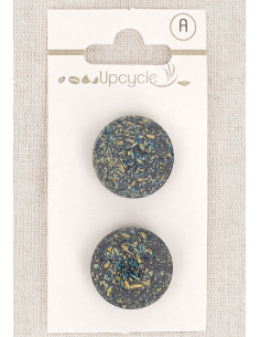 Card of 2 petrol green shank buttons 20 mm - Fantaisies