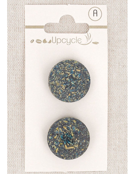 Card of 2 petrol green shank buttons 20 mm - Fantaisies