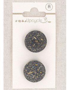 Card of 2 petrol blue shank buttons 20 mm - Fantasies