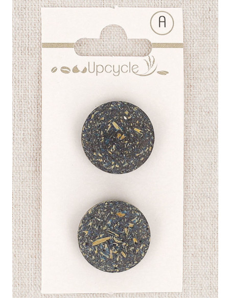 Card of 2 petrol blue shank buttons 20 mm - Fantasies