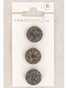 15 mm ebony 3-button card with shank - Fantaisies