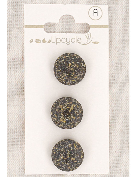 15 mm ebony 3-button card with shank - Fantaisies