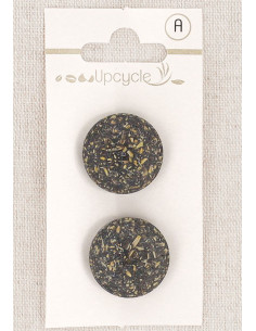 Card of 2 ebony shank buttons 20 mm - Fantaisies
