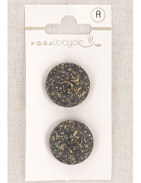 Card of 2 ebony shank buttons 20 mm - Fantaisies
