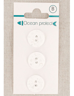 Card of 3 white buttons 15 mm 2 holes - Border
