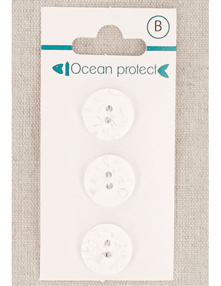 Card of 3 white buttons 15 mm 2 holes - Border