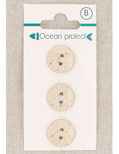 Card of 3 beige buttons 15 mm 2 holes - Flat