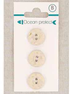 Card of 3 beige buttons 15 mm 2 holes - Border