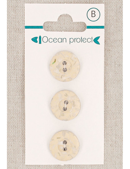 Card of 3 beige buttons 15 mm 2 holes - Border