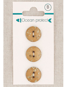 Card of 3 camel buttons 15 mm 2 holes - Flat