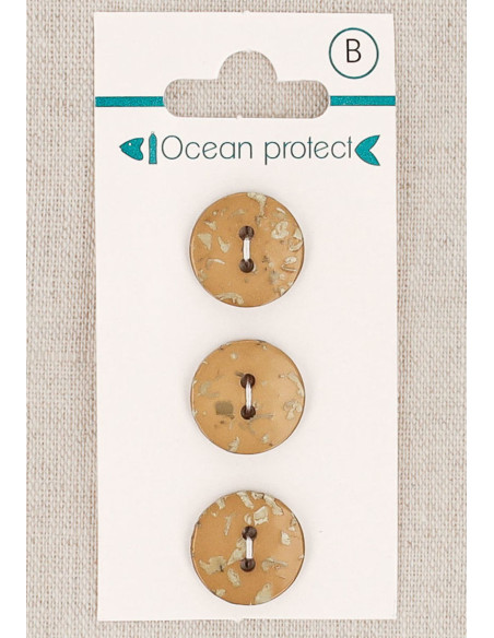 Card of 3 camel buttons 15 mm 2 holes - Flat