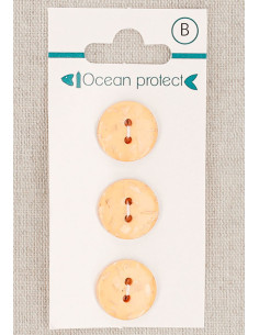 Card of 3 salmon buttons 15 mm 2 holes - Flat