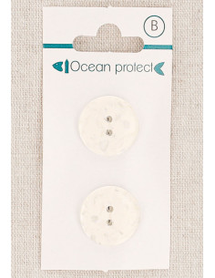 Card of 2 white buttons 18 mm 2 holes - Flat
