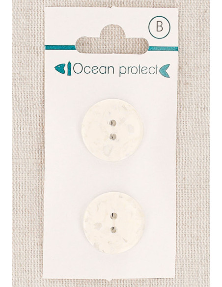 Card of 2 white buttons 18 mm 2 holes - Flat