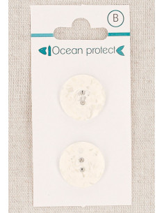 Card of 2 white buttons 18 mm 2 holes - Border