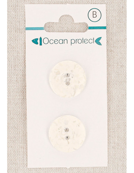 Card of 2 white buttons 18 mm 2 holes - Border