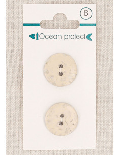 Card of 2 beige buttons 18 mm 2 holes - Flat