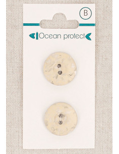 Card of 2 beige buttons 18 mm 2 holes - Border