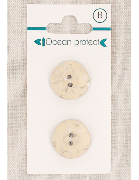 Card of 2 beige buttons 18 mm 2 holes - Border