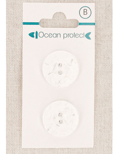 Card of 2 white buttons 20 mm 2 holes - Border
