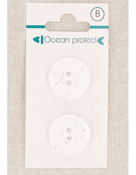 Card of 2 white buttons 20 mm 2 holes - Border