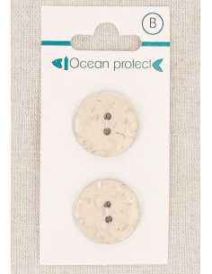 Card of 2 beige buttons 20 mm 2 holes - Flat
