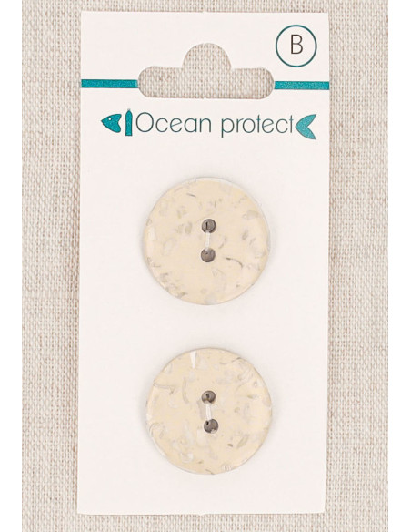 Card of 2 beige buttons 20 mm 2 holes - Flat
