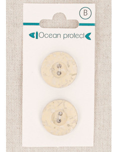 Card of 2 beige buttons 20 mm 2 holes - Border