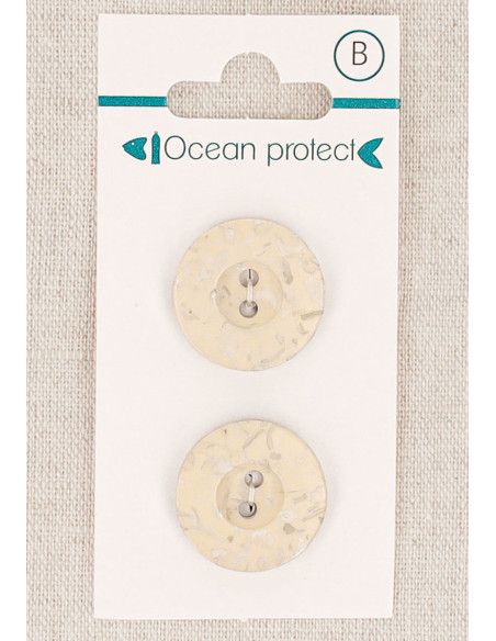Card of 2 beige buttons 20 mm 2 holes - Border