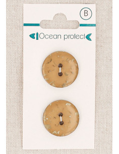 Card of 2 camel buttons 20 mm 2 holes - Flat
