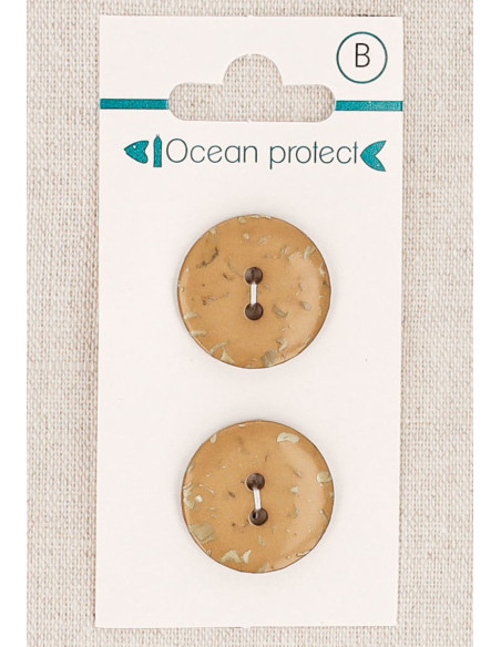 Card of 2 camel buttons 20 mm 2 holes - Flat