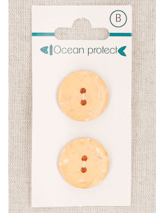 Card of 2 salmon buttons 20 mm 2 holes - Flat