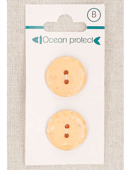 Card of 2 salmon buttons 20 mm 2 holes - Flat