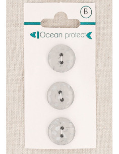 Card of 3 gray buttons 15 mm 2 holes - Flat