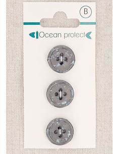 Card of 3 purple buttons 15 mm 4 holes - Rolled edge