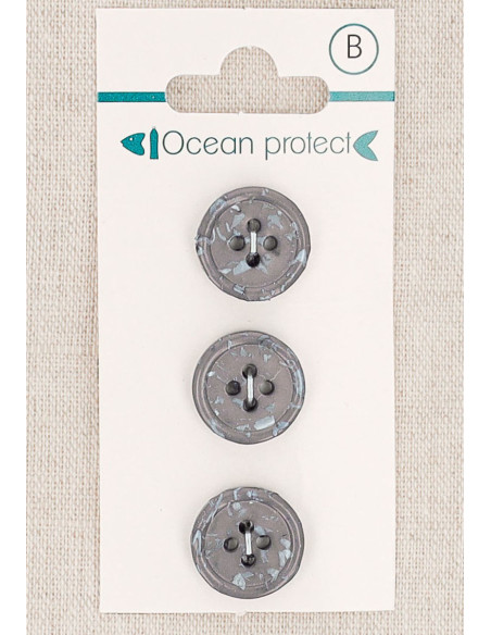 Card of 3 purple buttons 15 mm 4 holes - Rolled edge