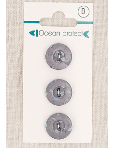 Card of 3 purple buttons 15 mm 2 holes - Border