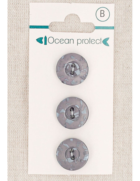 Card of 3 purple buttons 15 mm 2 holes - Border