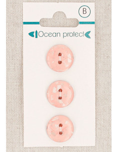 Card of 3 pink buttons 15 mm 2 holes - Flat