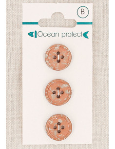 Card of 3 pinkish-brown buttons 15 mm 4 holes - Rolled edge