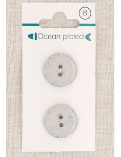 Card of 2 gray buttons 18 mm 2 holes - Flat