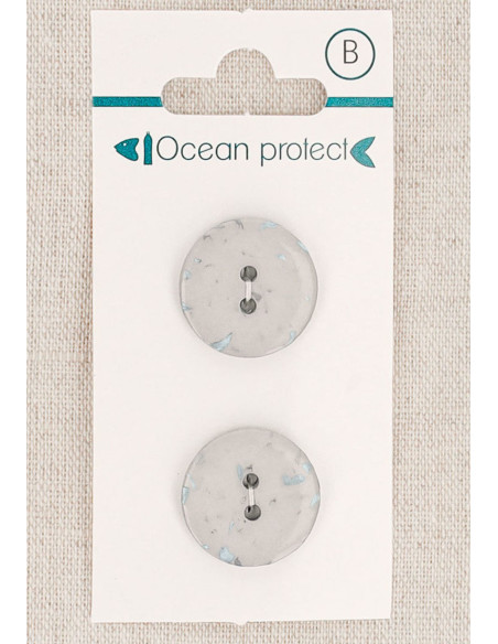 Card of 2 gray buttons 18 mm 2 holes - Flat