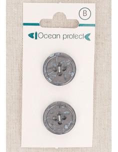 Card of 2 purple buttons 18 mm 4 holes - Rolled edge