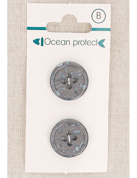Card of 2 purple buttons 18 mm 4 holes - Rolled edge