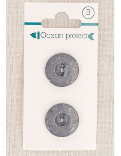 Card of 2 purple buttons 18 mm 2 holes - Border