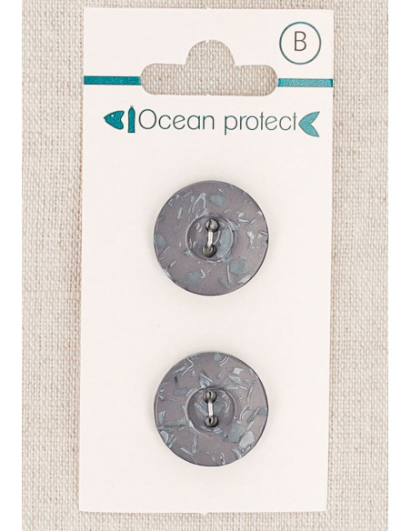 Card of 2 purple buttons 18 mm 2 holes - Border