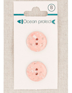 Card of 2 pink buttons 18 mm 2 holes - Flat