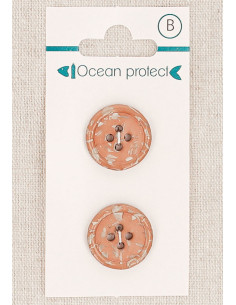 Card of 2 rose-brown buttons 18 mm 4 holes - Rolled edge
