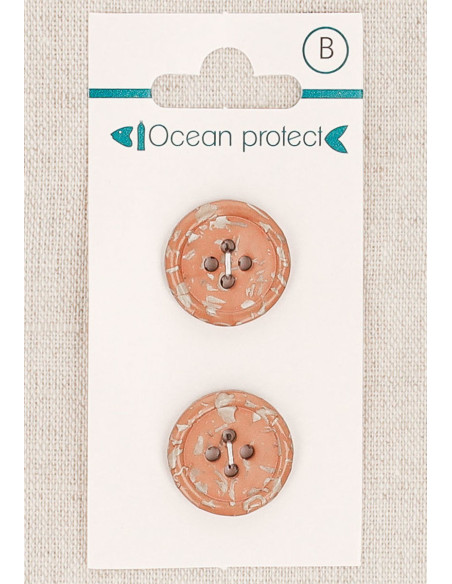 Card of 2 rose-brown buttons 18 mm 4 holes - Rolled edge