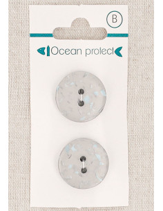 Card of 2 gray buttons 20 mm 2 holes - Flat